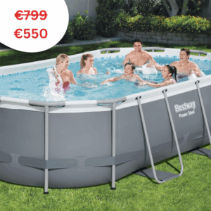 Bestway 56620 Power Steel Oval 4.27m x 2.50m x 1.00m, Grey/Blue