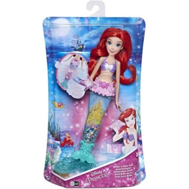 Disney Princess Glitter N Glow Ariel Doll With Lights, Mermaid Tail ...