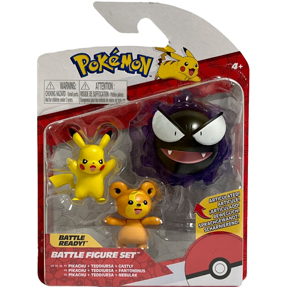 Pokémon Battle Figure Set Pikachu Gastly Teddiursa - The Model Shop