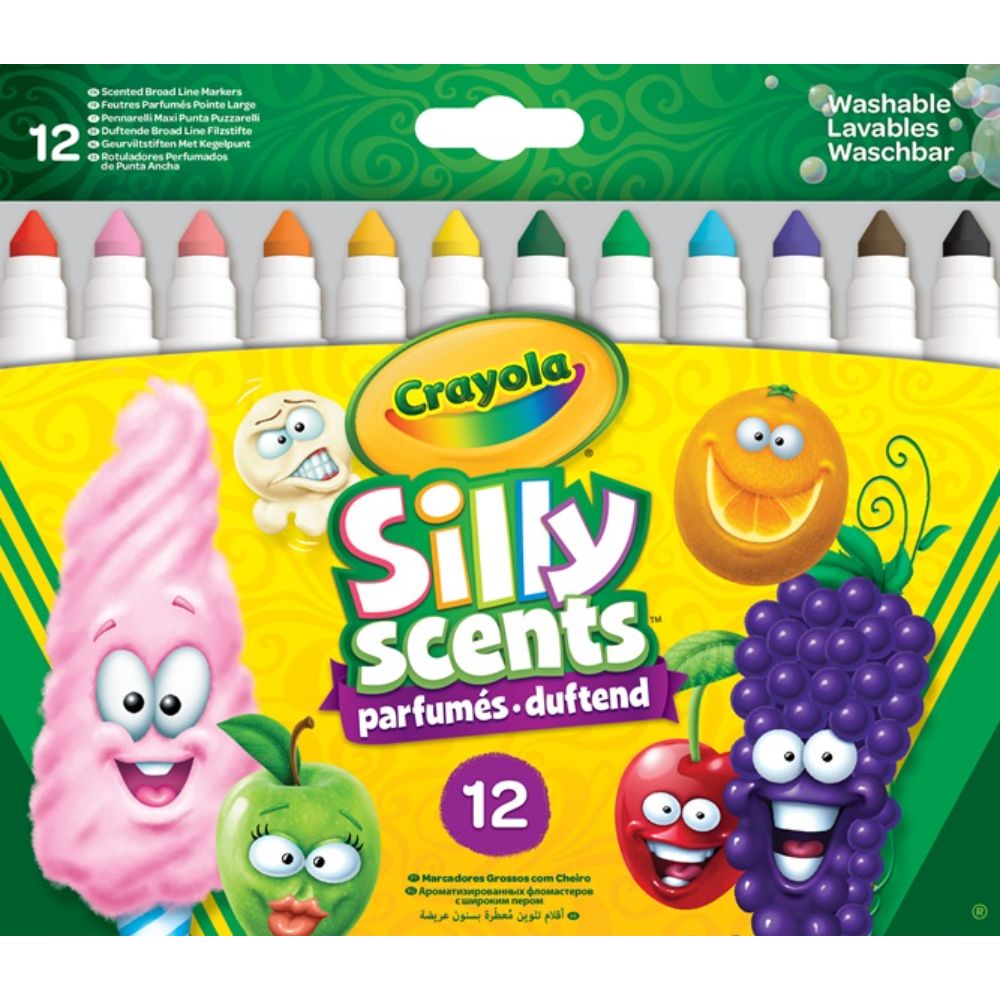CRAYOLA Silly Scents Broadline Washable Markers - Assorted Colours (Pack of  12) | Unique Sweet Scents & Colours! | Ideal for Kids Aged 3+