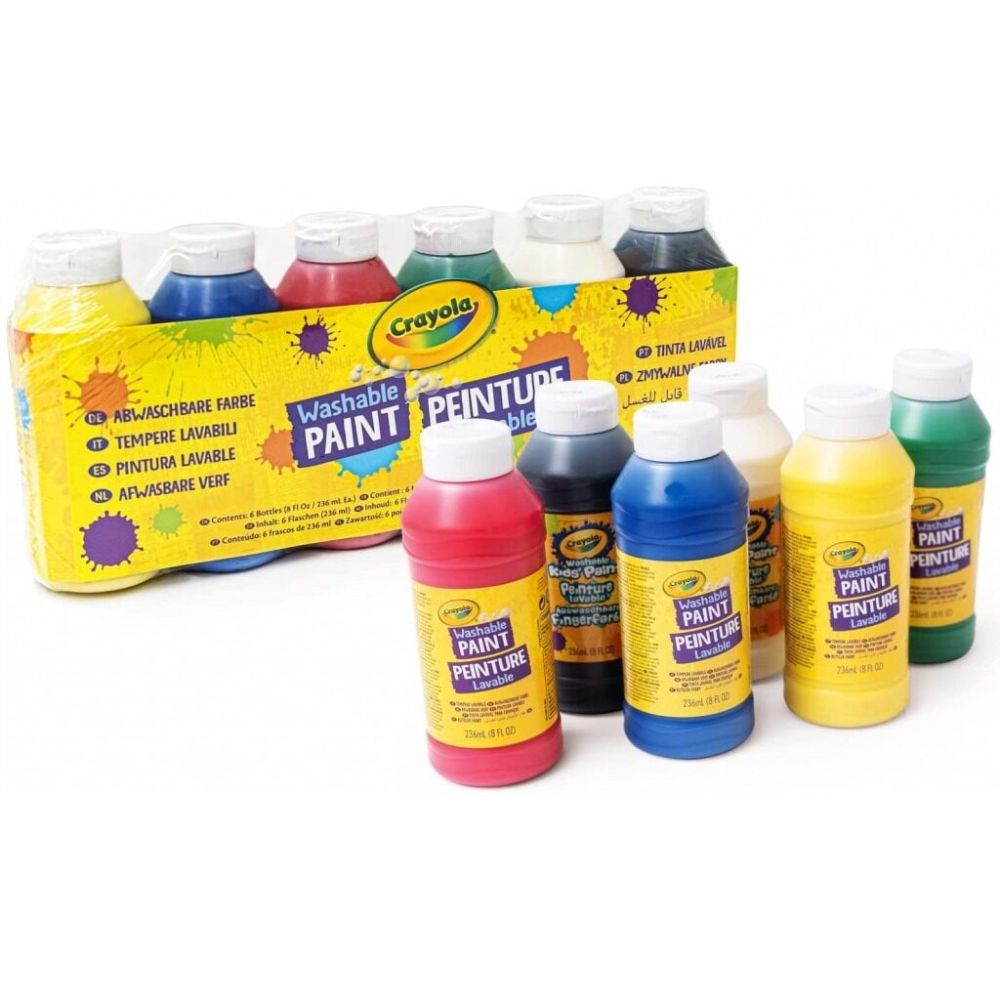 Crayola - Six Bottles Of Washable Paint 250ml Assorted Colours - The ...