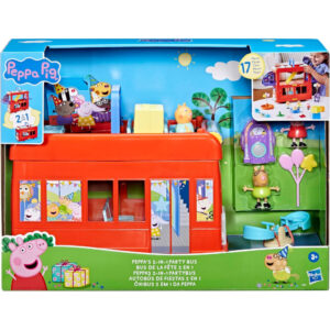 Peppa Pig 2-in-1 Party Bus Playset with 3 Figures and 13 Accessory Pieces