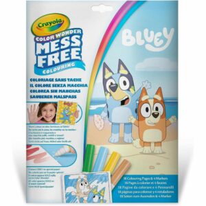 Crayola - Color Wonder, Coloring Set with 18 Coloring Pages and 4 Bluey Smudge-Free Markers