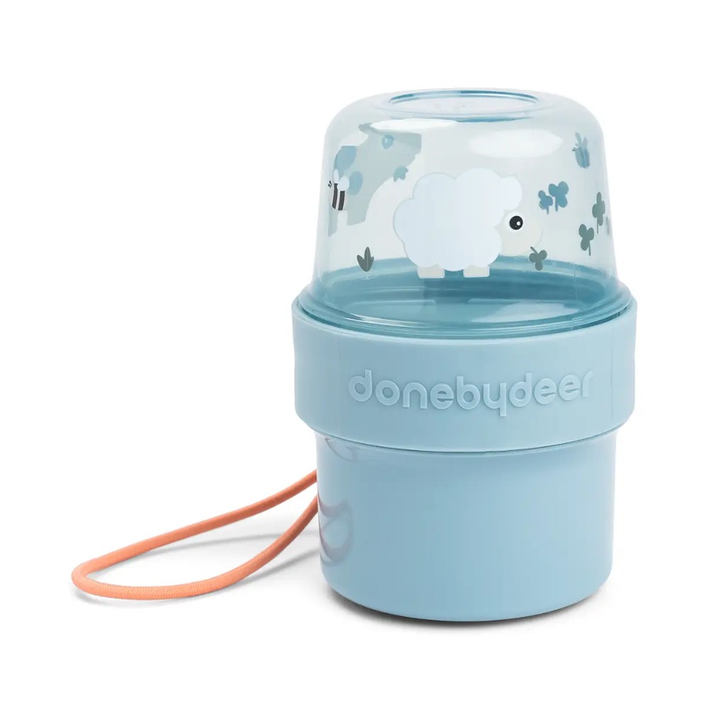 Donebydeer - To Go 2-way Snack Container S - Tiny Farm - Blue