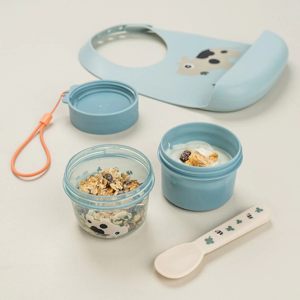 Donebydeer - To Go 2-way Snack Container S - Tiny Farm - Blue - Image 2