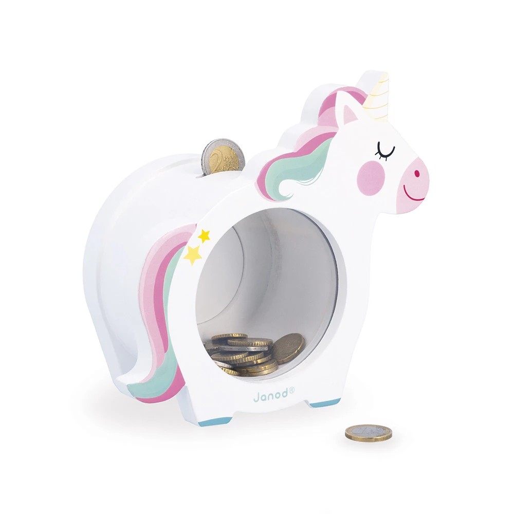 Janod - Wooden Unicorn Money Box - Image 2