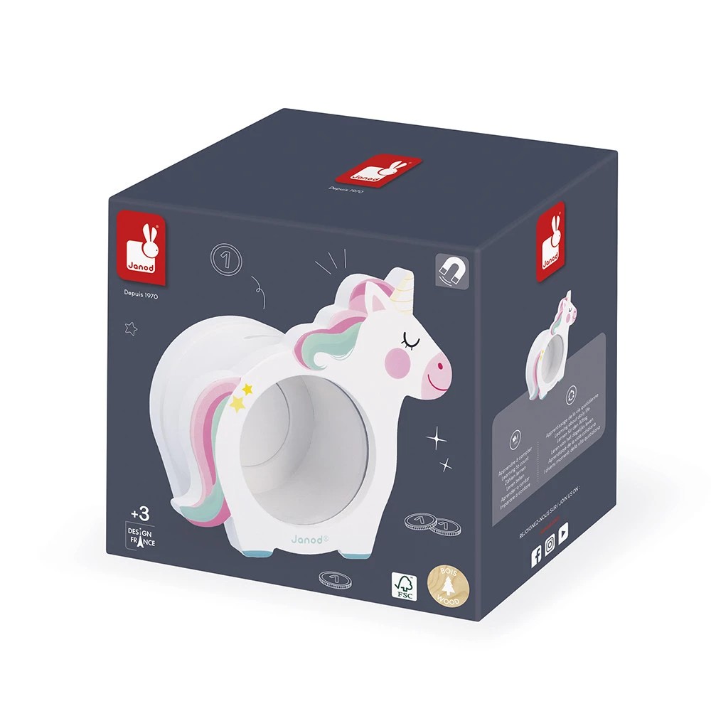 Janod - Wooden Unicorn Money Box - Image 4