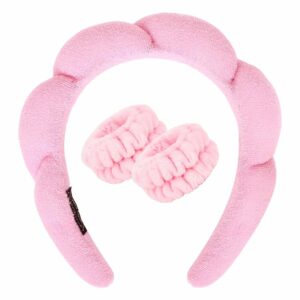 Beauty Routine Skin Care Headband and Wristband Set for Washing Face