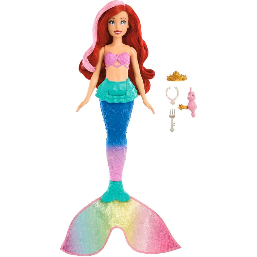 Disney Princess Toys, Ariel Swimming Mermaid Doll with Color-Change Hair and Tail - Image 2