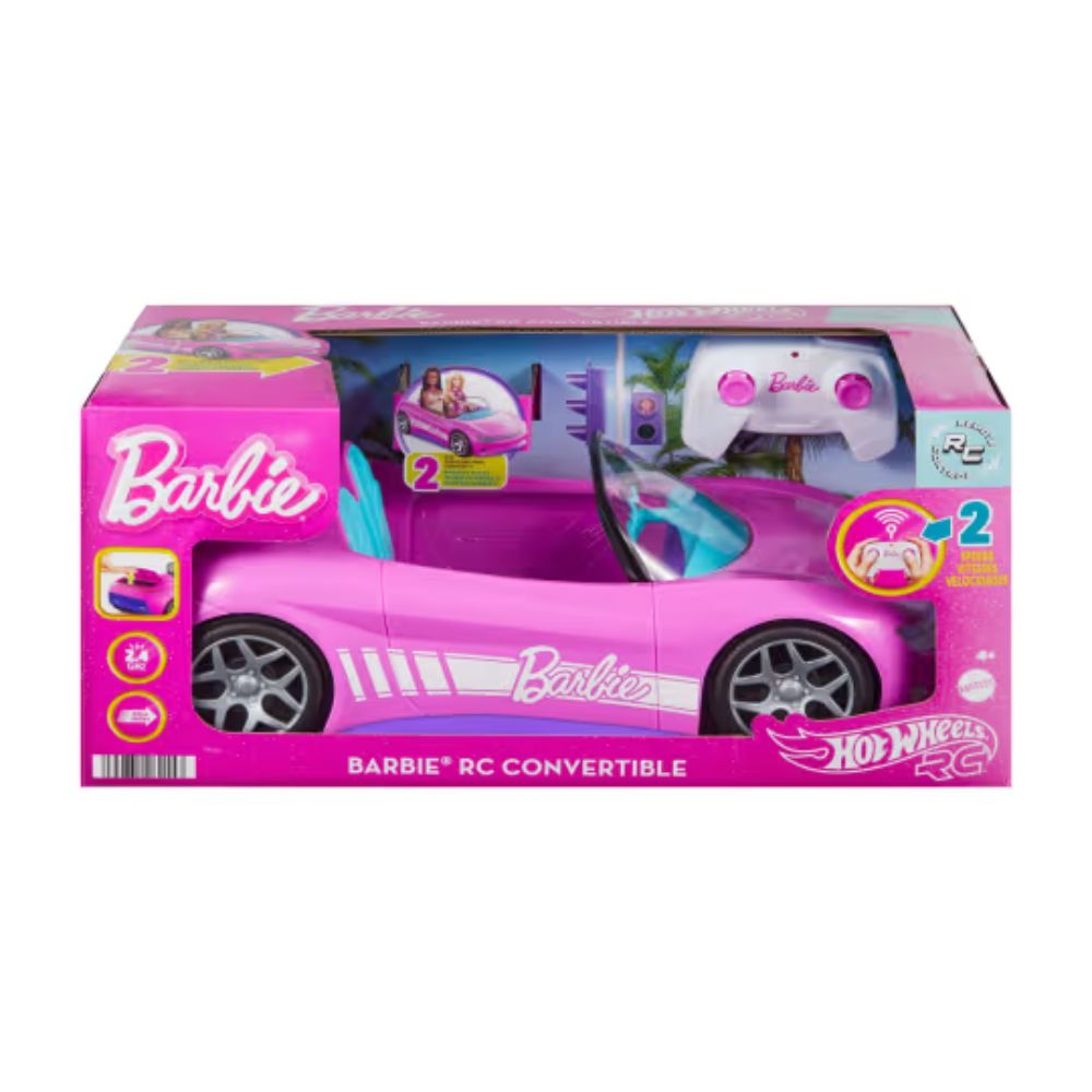Hot Wheels RC Barbie Convertible, Battery-Powered Remote-Control Toy Car,