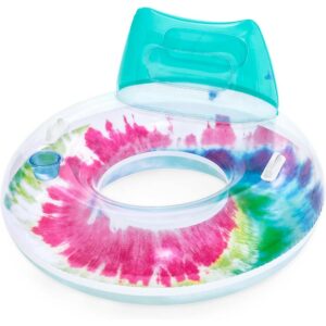 Bestway 43637 Tie Dye Deluxe Inflatable Donut with Cup Holder