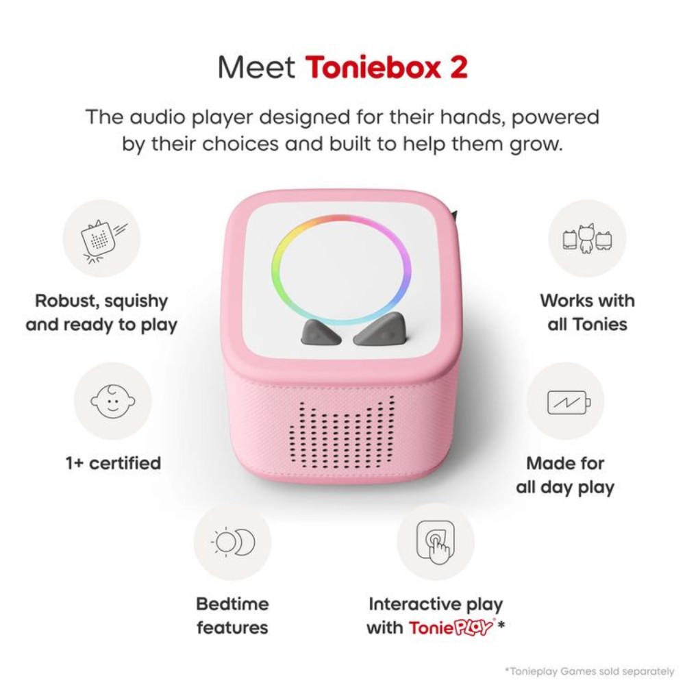 Tonies - Cloud Pink Toniebox 2 Screen-Free Audio Player - Image 4