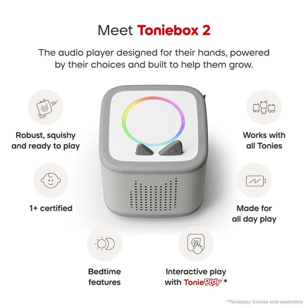 Tonies - Moon Grey Toniebox 2 Screen-Free Audio Player - Image 4