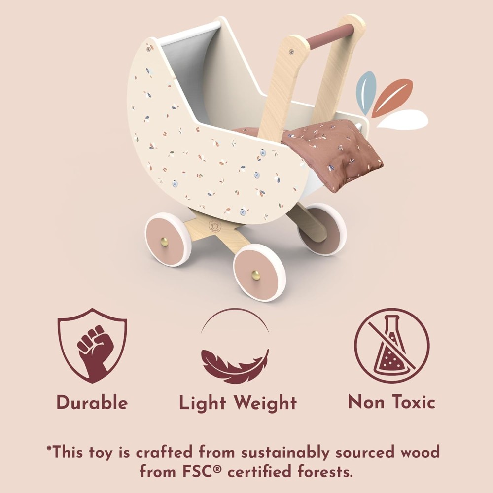 Speedy Monkey - Wooden Doll Stroller Pram - Image 4