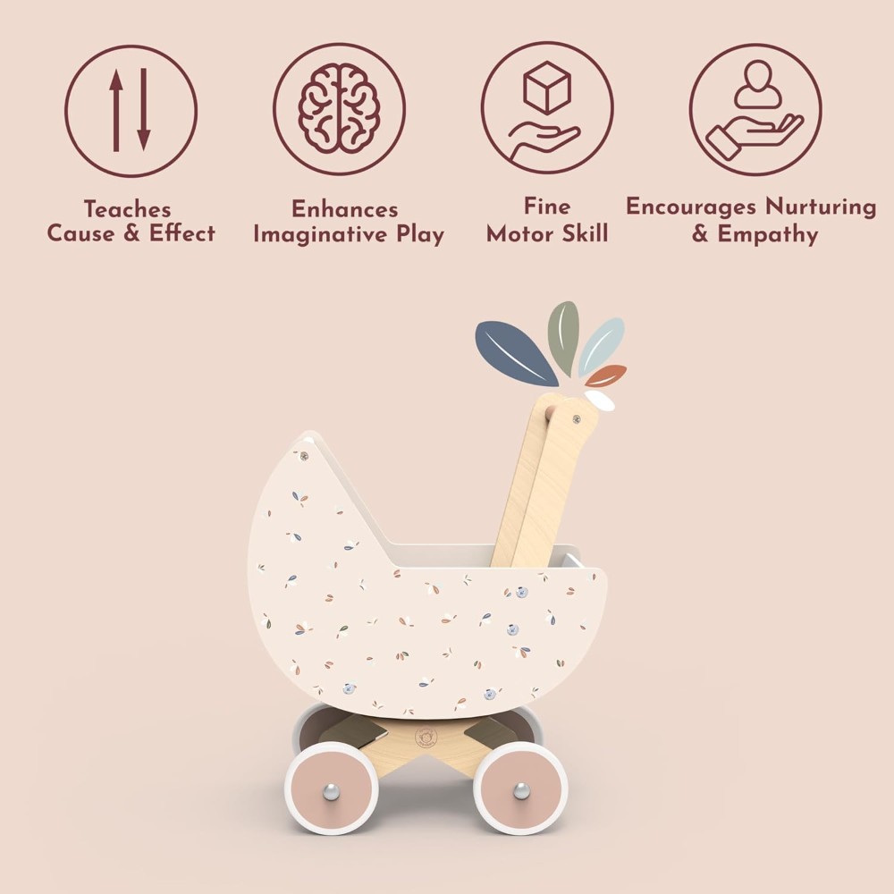 Speedy Monkey - Wooden Doll Stroller Pram - Image 5