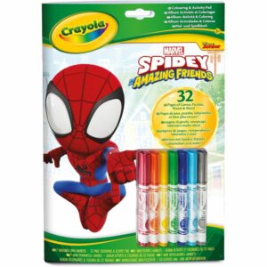 Crayola - Spidey Activity and Coloring Album, 32 Colouring Pages and 7 Washable Mini-Folders
