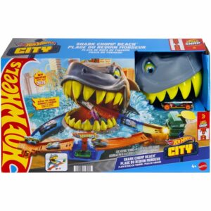 Hot Wheels City Shark Chomp Beach Playset & 1:64 Scale Toy Car