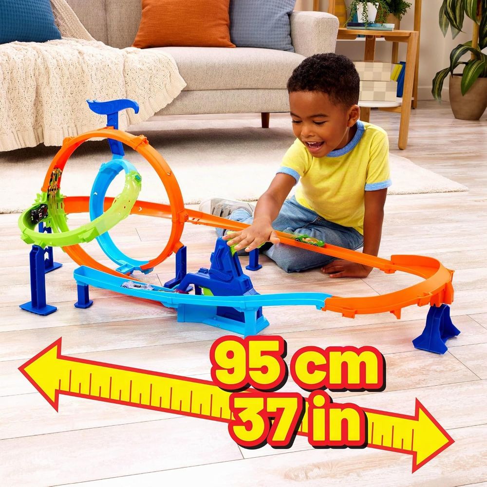 Hot Wheels Stunt Tracks 1:64 Scale Mega Cyclone and Car Track - Image 3